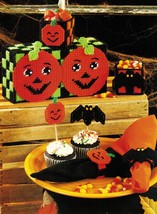 Plastic Canvas Halloween Pumpkin Patch Table Set Favor Bags Spooky Party Pattern - £8.00 GBP