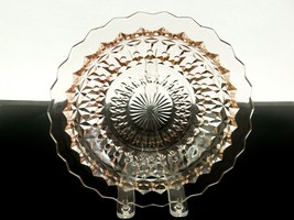 Pink Depression Glass 7 1/2&quot; Bowl, Faceted Diamonds, Buttons &amp; Stars, Sawtooth - £19.09 GBP