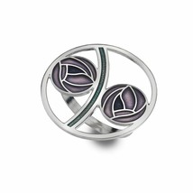 Mackintosh Double Rose  Enamel Scarf Ring Gift Boxed - Purple - £18.85 GBP