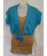 Victoria&#39;s Secret Tee Shop Short Sleeve Cropped Cardigan Size Large ~ Blue - $11.99