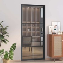  Interior Door 36.6"x79.3" Black ESG Glass and Aluminum - $491.49