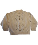 Vtg Ski Sweater Wool Cable Knit Pullover Italy Mens XS Ivory Embroidered... - $67.18
