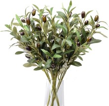 Olive Leaves, Olive Branches, Greenery Stems, Fake Fruits, 5 Pack Silk Plants. - £30.34 GBP