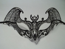 Black Gothic Bat Laser Cut Venetian Mask Masquerade Metal Filigree Halloween - £9.75 GBP