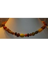 Colorful Vintage Necklace Frosted Glass Beads Red Yellow Orange Amber Su... - £6.22 GBP