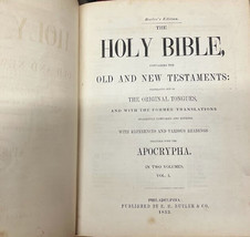 Butlers Edition 1853 of the Holy bible  with Apocrypha Illustrated - $544.50
