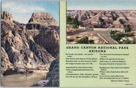 Grand Canyon National Park Henry Felton Huse Poem Arizona Postcard - £4.12 GBP