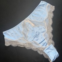 Victoria&#39;s Secret M,L,XL Panty BRAZILIAN SLIP BLUE beige LACE SATIN DREA... - £22.93 GBP