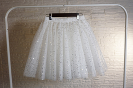 A-line Champagne Sparkle Tulle Skirt Women Girl Plus Size Mini Tulle Skirt image 10