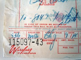 Vintage Wurzburg Receipt From A Wedding Gown Grand Rapids MI 1955 - $3.99