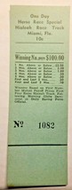 Vintage 1930-1940 Hialeah Race Track Miami Florida One Day Race Card NOS PB5 - £10.21 GBP