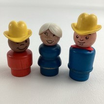 Fisher Price Little People Wooden Figures Western Cowboys Farmer Lot Vin... - $23.71