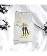 G. Meschini Vintage Art Deco Printed Wall Hanging Skiers In Love  - $122.36 CAD