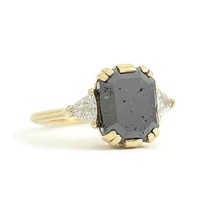 Authenticity Guarantee 
Vintage 1970&#39;s Black Emerald Cut Diamond Trillio... - $1,095.00