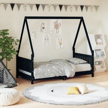 Kids Bed Frame Black 80x160 cm Solid Wood Pine - £90.99 GBP