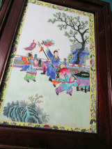 Chinese Antique Famille Rose Framed Porcelain Plaque Children Playing Pick 1 - £543.09 GBP
