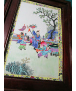 Chinese Antique Famille Rose Framed Porcelain Plaque CHILDREN PLAYING PI... - £534.27 GBP
