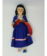 Vintage Italian Doll Italarts &amp; Co Hand Painted Face Folk Art Blue Dress... - £15.52 GBP