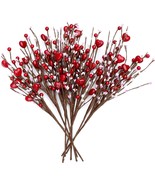 AXYLEX Valentine&#39;s Day Gifts Heart Picks - 8 Pcs Artificial Red Berry Fl... - $50.47 CAD