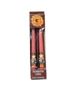 Vintage Pair Thanksgiving Pilgrim Taper Candles 10&quot; in Box Centerpiece w... - $25.25