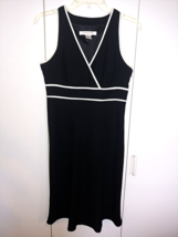 EVAN-PICONE LADIES SLEEVELESS BLK HIGH-WAIST CROSS-OVER &quot;V&quot; NECK DRESS-6... - £11.00 GBP