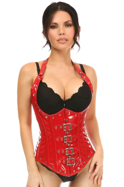 Daisy Corsets Top Drawer Red Paten  PVC Underbust Corset Top - £109.19 GBP