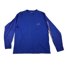 Vineyard Vines T-Shirt Men’s M Blue Orange Distressed Whale Graphic Long Sleeve - £14.85 GBP