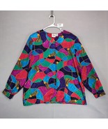 Vtg 80s 90s Allison Daley Women&#39;s 18W Satin &amp; Gold Tassel Print Blouse C... - $492.81 MXN