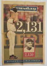 N) Vintage September 7, 1995 Newsday Paper Cal Ripken Jr. Streak Cover P... - $5.93