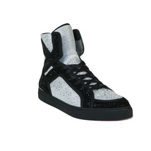Men High Top Shoes By FIESSO AURELIO GARCIA ,Fancy Rhine stones 2402 Black White image 2