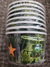 Camouflage Army Camo Military Hero Kids Birthday Party 9.5 oz. Snack Cups 8ct - £4.59 GBP