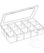 15 Grids Large Plastic Organizer Box with Adjustable Dividers, Clear Cra... - $18.48 CAD