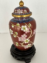 Vintage Chinese Cloisonne Baluster Urn Jar / Cover 6 &quot; Tall. Excellent Condition - $69.00