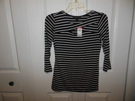 Ladies NWT Attention Blouse XSmall Black&amp;White Striped - £10.20 GBP