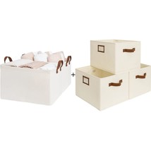 45L Extra Large Fabric Storage Bins With Pu Handles 2-Pack, 32L Decorative Stora - £86.36 GBP