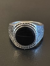 Black Obsidian Stone S925 Sterling Silver Woman Ring Size 6.5 - $14.85
