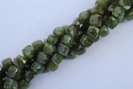 Natural, 8 inch long strand faceted Vasonite cube beads, 6.5 -- 8 mm app, vasoni - £21.57 GBP