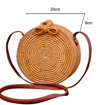 2021 Women Round Straw Bags Woven Handmade Ladies Design Summer Beach Circle Boh - £57.32 GBP