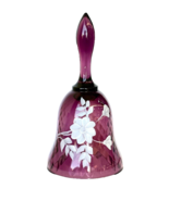 Fenton Purple Bell Hand painted White Floral and Signed - $100.84 CAD