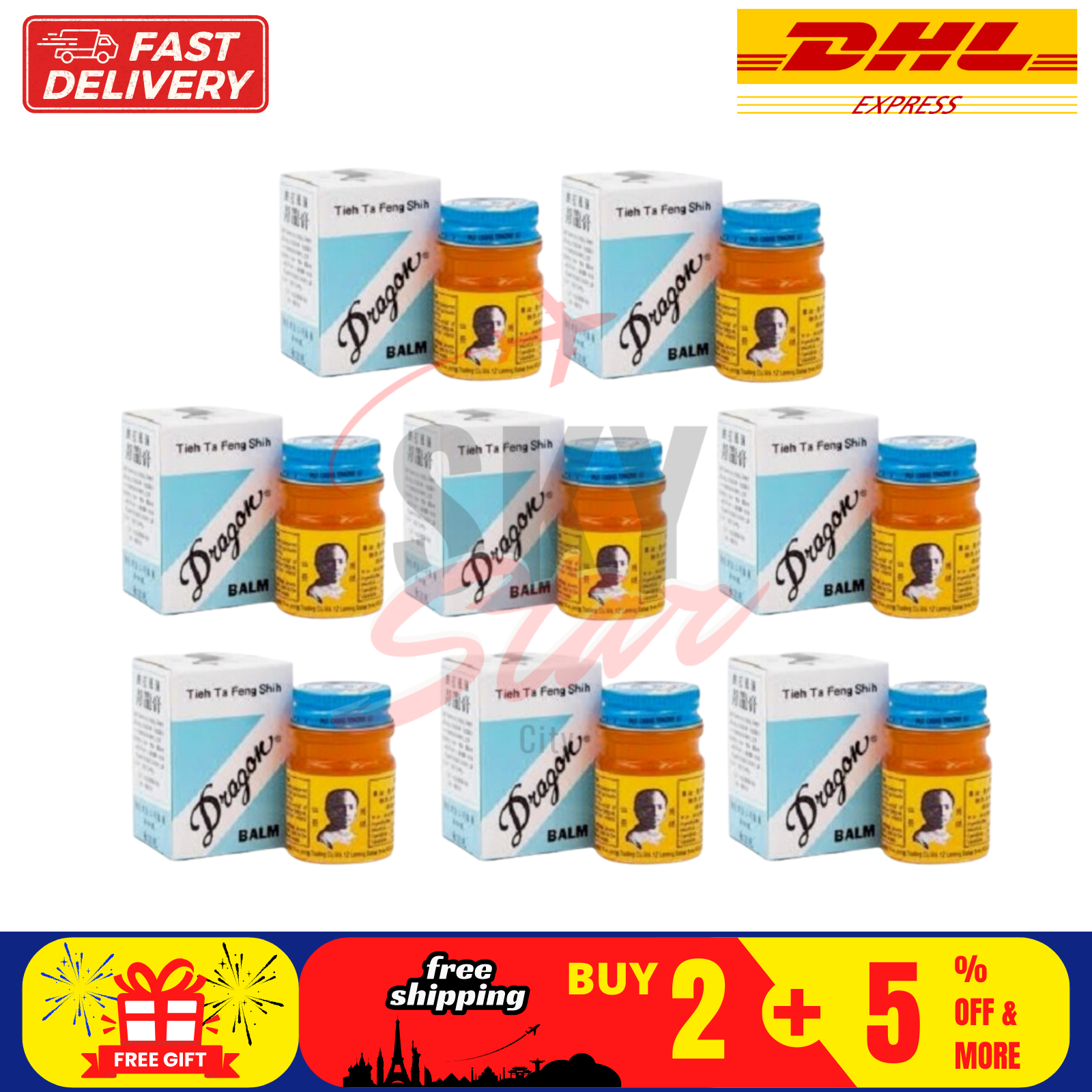 8 X New Tieh Ta Feng Shih Dragon Balm Ointment (Orange) 20g Free Shipping - $81.08