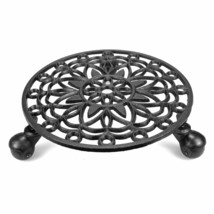 Cast Iron Plant Stand Plant Pallet Caddy Plant Pot With Heavy Duty Wheel... - £32.41 GBP