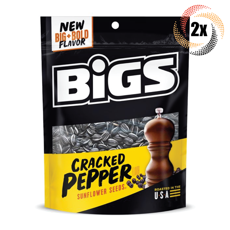 2x Bigs Cracked Pepper Flavor Sunflower Seed Bags 5.35oz New Big &amp; Bold ... - $17.70