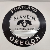 Alameda Brewing Metal Tacker Sign Portland OR Circle Black Silver Man Cave - £23.10 GBP