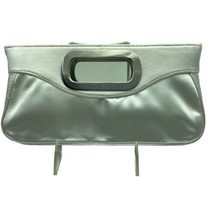 Dyeables Ivory Satin Purse Wedding Open Handles Silver Shoulder Strap Fo... - $30.96