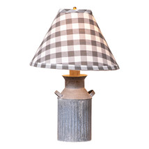 Metal Milk Jug Lamp with Gray Check Shade Country Farmhouse Light - £82.50 GBP