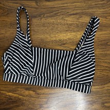 Kona Sol Women&#39;s Size M Beach Bikini Top Black Stripe - $9.99