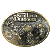 VTG Southern Outdoors Wildlife Deer Fish In Stream Duck Belt Buckle - £15.63 GBP