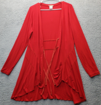 Dolcezza Cardigan Sweater Womens XL Red Solid Viscose Long Sleeve Tie Op... - £17.65 GBP