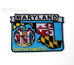 Us States Maryland State Name Map Embroidered Patch 3 Inches - £4.22 GBP
