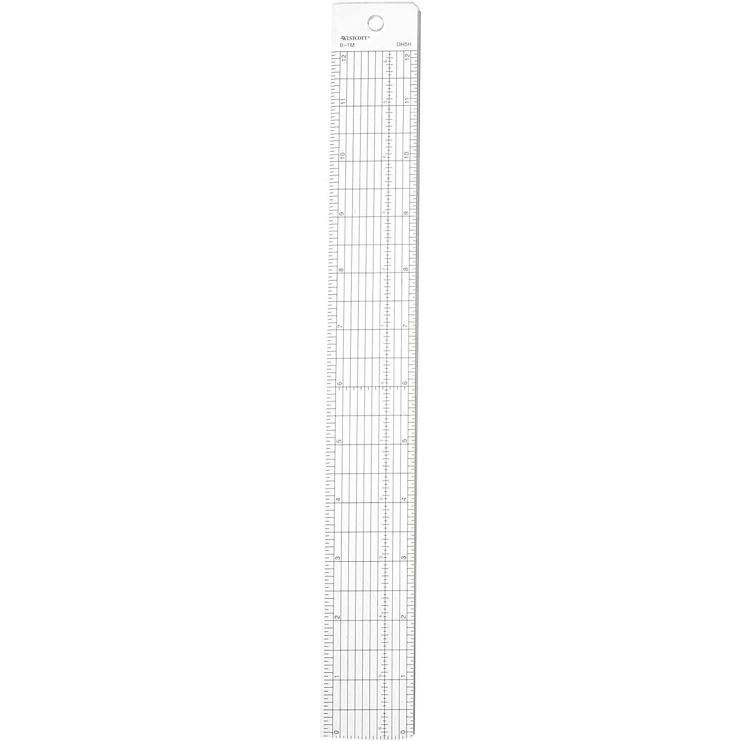 Westcott Grid Ruler with Metal Cutting Edge, 1.5 x 12", Transparent (B-1M) - $18.04